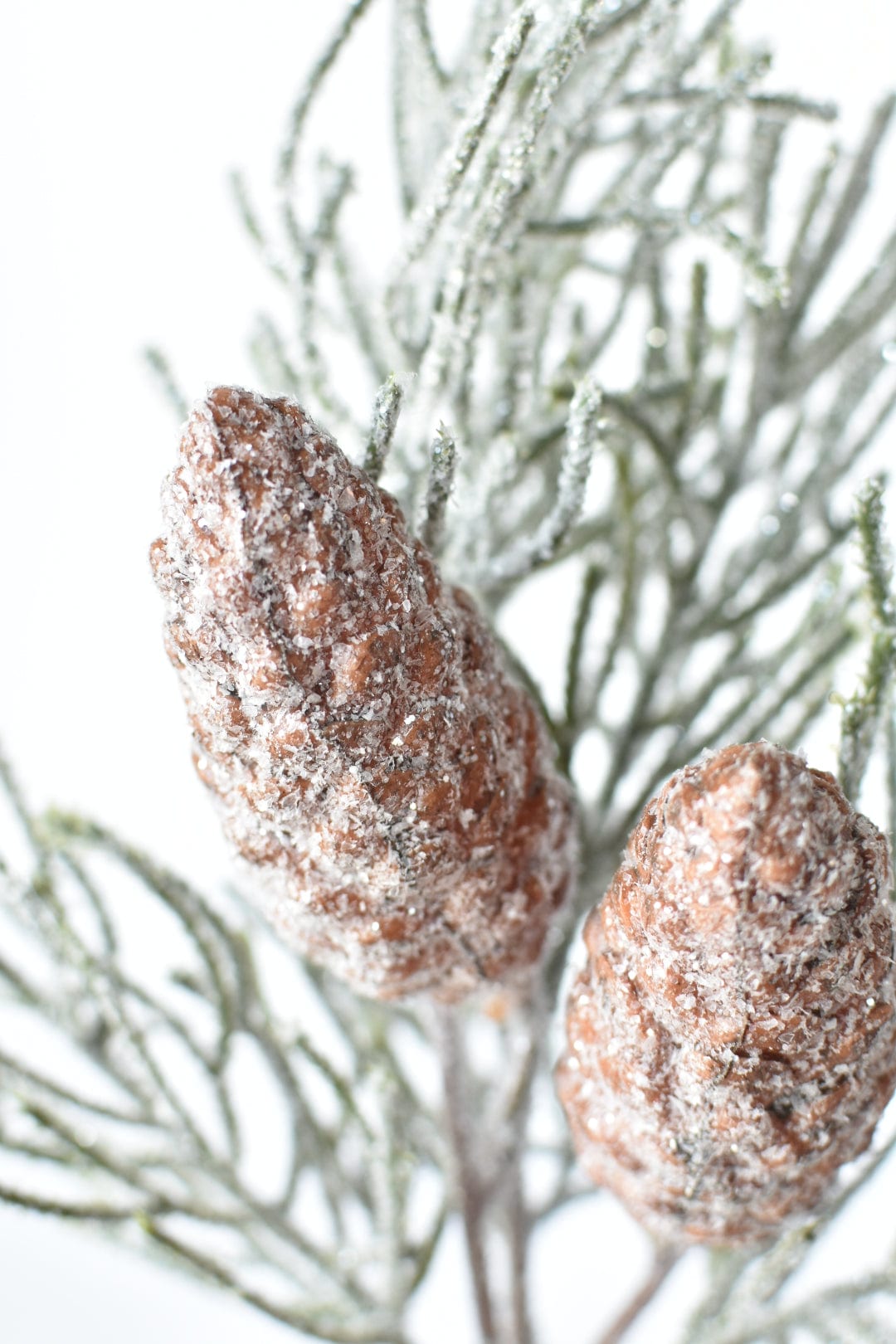 13" Faux Frosted Greenery with Faux Pinecones
