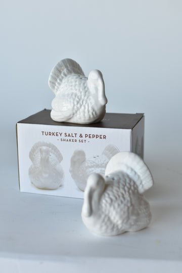 White Ceramic Turkey Salt and Pepper Shaker