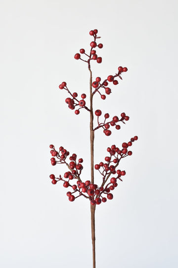 21" Faux Red Berry Stem
