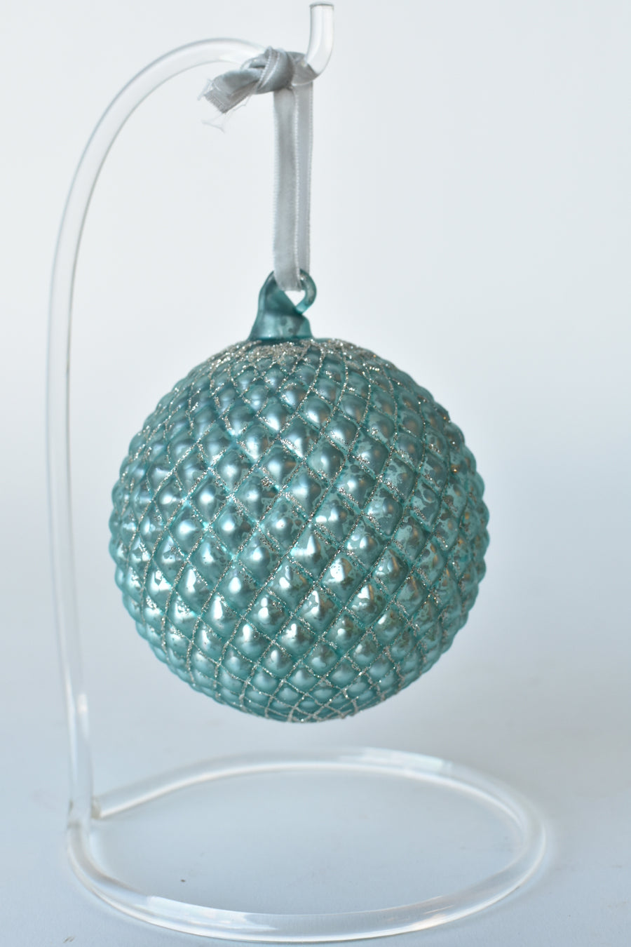 4" Ice Blue Diamond Quilted Ornament