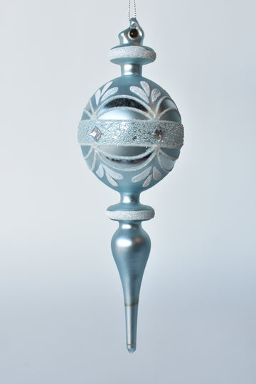 Ice Blue Glass Finial Ornament