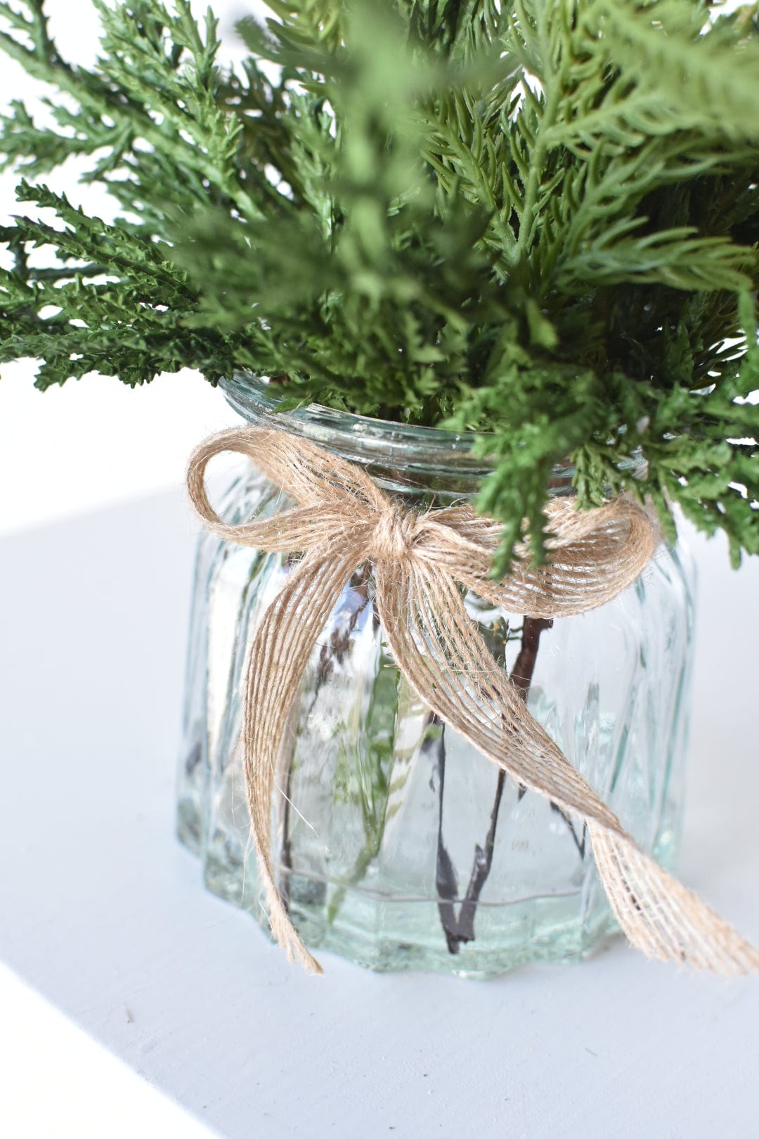 11" Faux Mixed Pine in Glass Vase and Faux Water