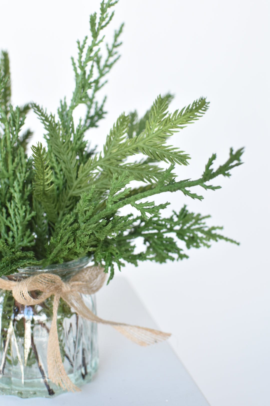 11" Faux Mixed Pine in Glass Vase and Faux Water