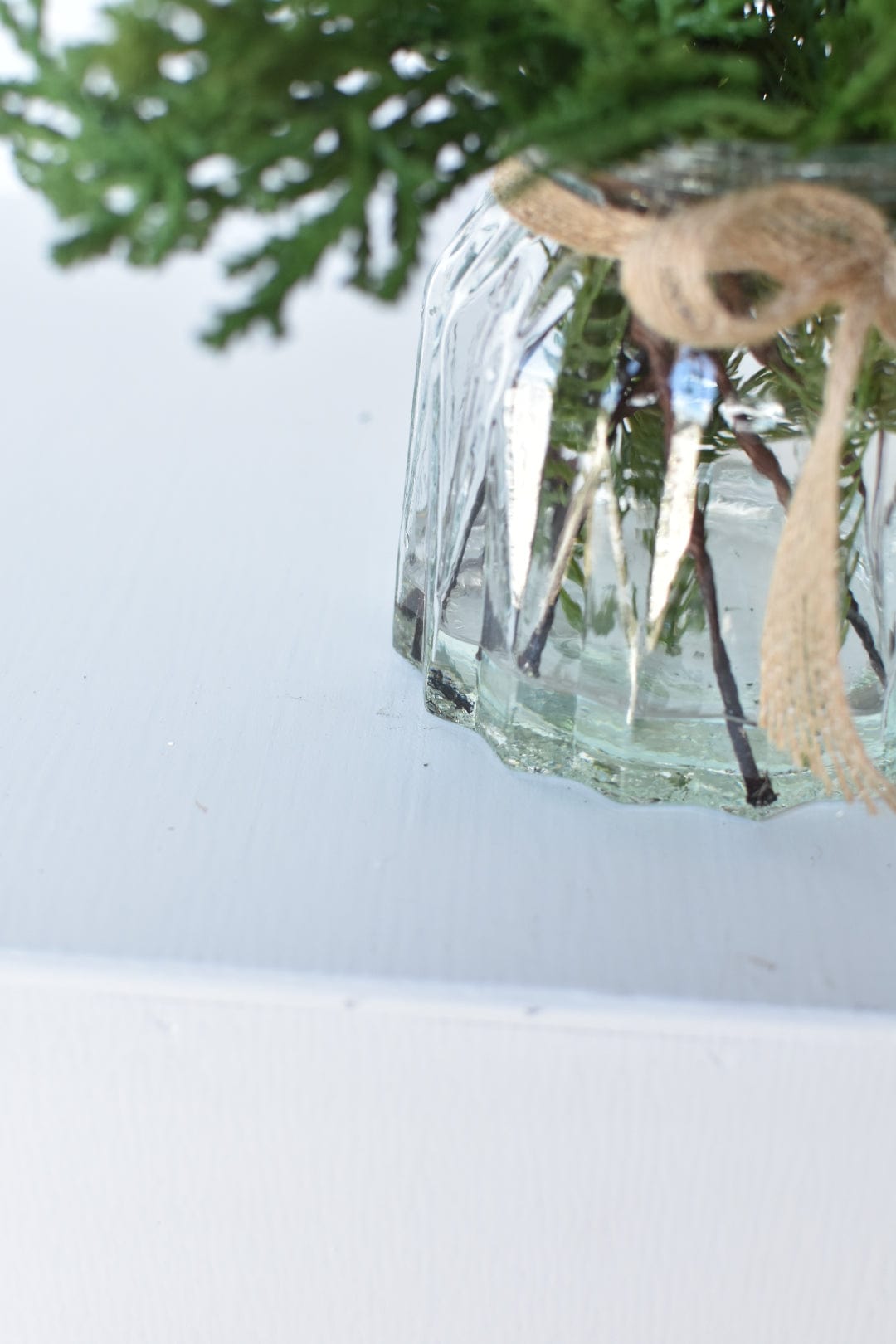 11" Faux Mixed Pine in Glass Vase and Faux Water