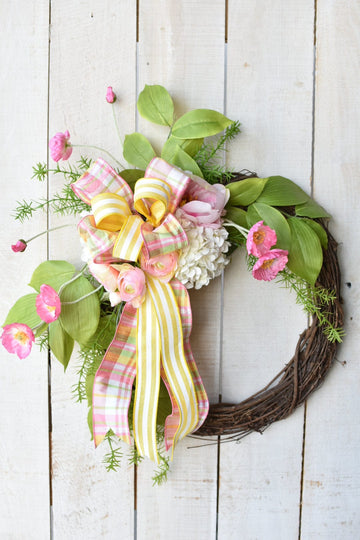 Pink and Yellow Spring Wreath