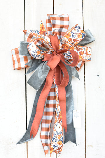 Orange Grey Bow