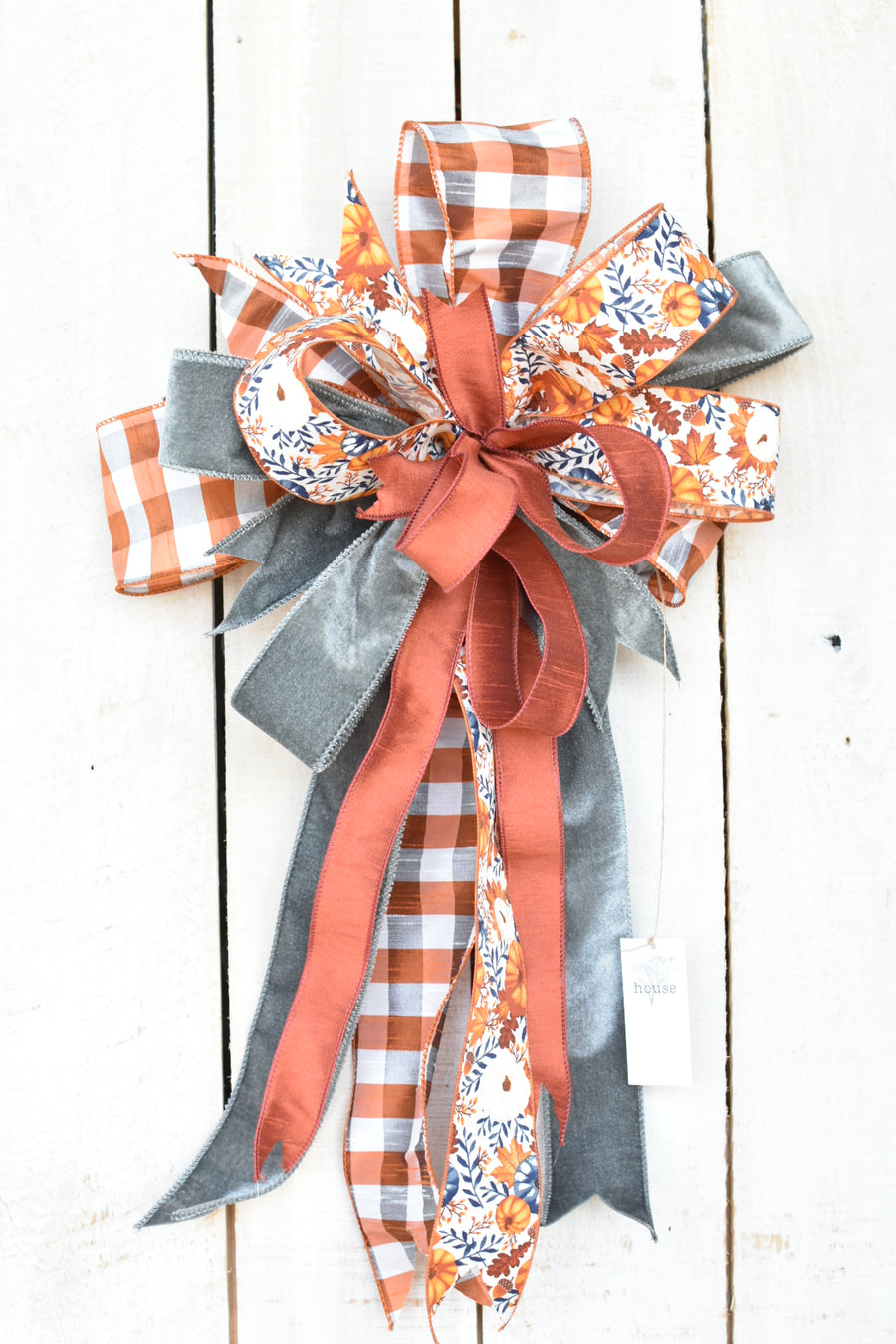 Orange Grey Bow