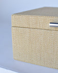 Natural Grasscloth Box w/Silver Detail