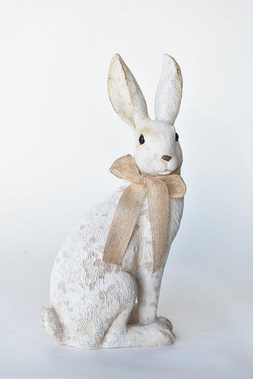 14" Faux Bunny Figure with Bow