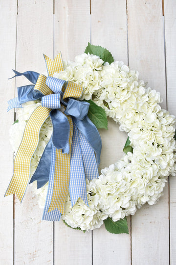 White Hydrangea Wreath (No Bow)
