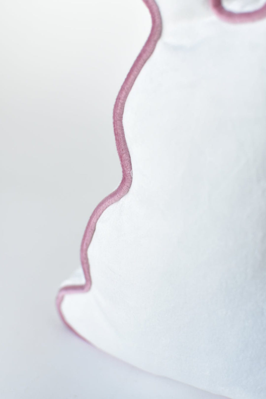 12.2" White Bunny Pillow w/Contrast Pink Welt - Front Facing