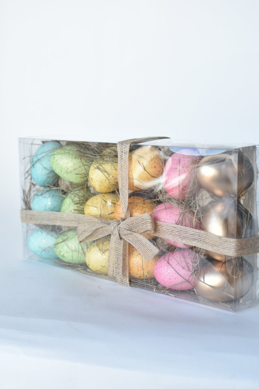 Set of 18 Rainbow Gold Speckled Faux Eggs In Crate