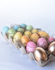 Set of 18 Rainbow Gold Speckled Faux Eggs In Crate
