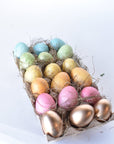 Set of 18 Rainbow Gold Speckled Faux Eggs In Crate