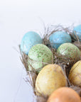 Set of 18 Rainbow Gold Speckled Faux Eggs In Crate