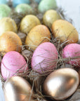 Set of 18 Rainbow Gold Speckled Faux Eggs In Crate