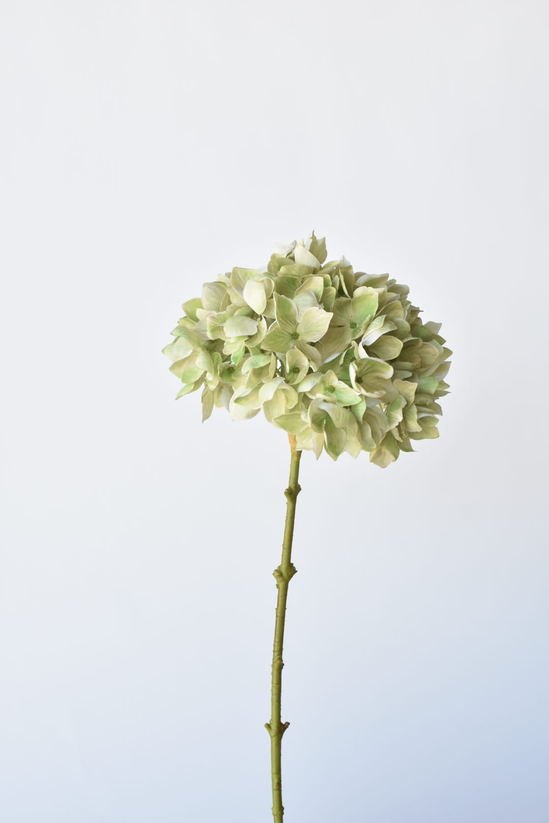 19" Faux Hydrangea Stem Shades of Green