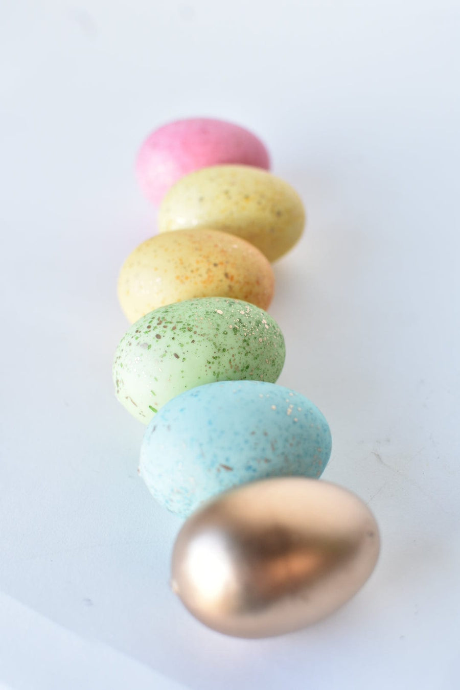 Set of 18 Rainbow Gold Speckled Faux Eggs In Crate