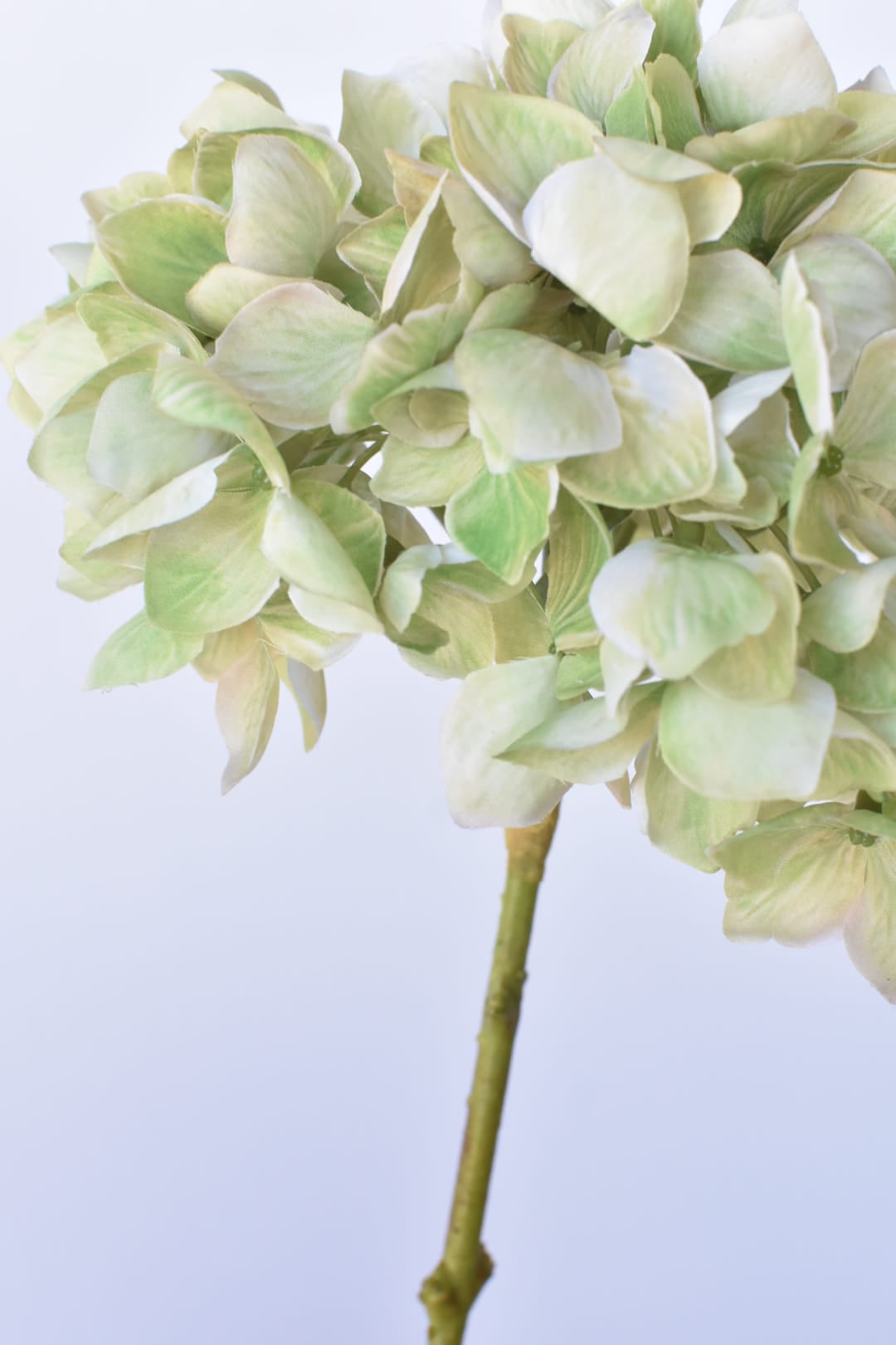 19" Faux Hydrangea Stem Shades of Green