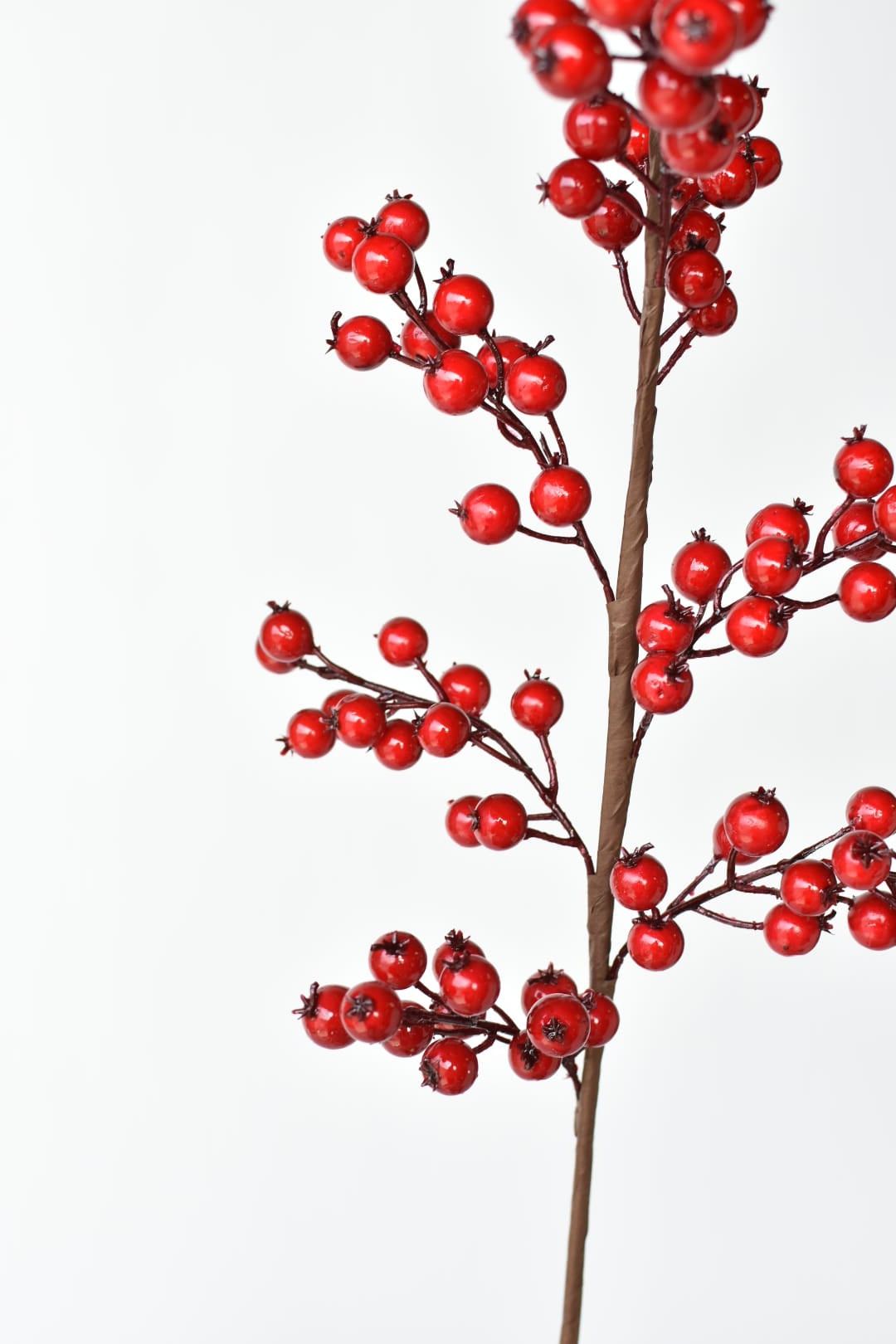 39.5 inch faux weather proof red berry stem with twelve branches of glossy red berries