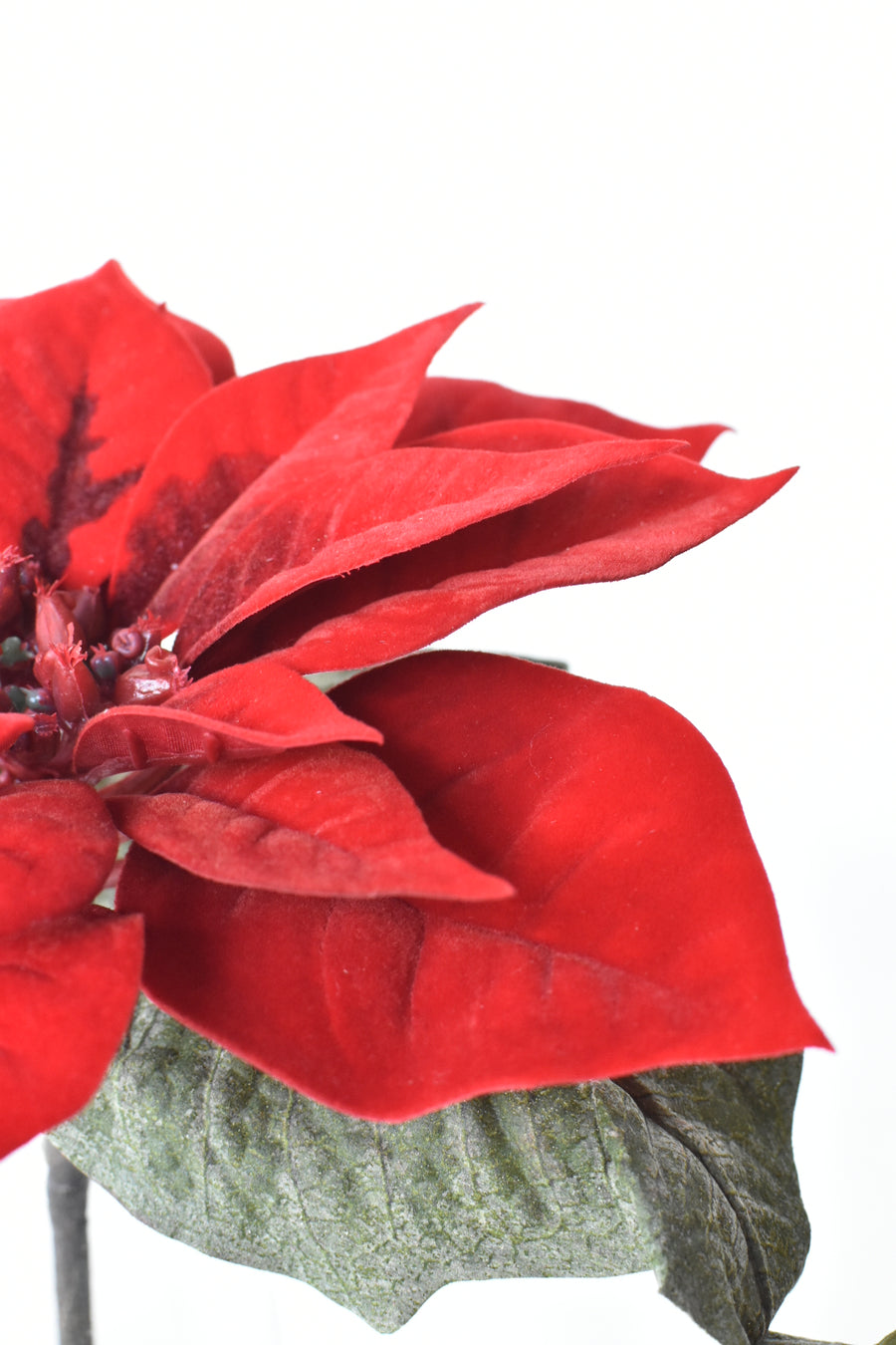 Faux Red Poinsettia in Glass Vase w/Faux Water