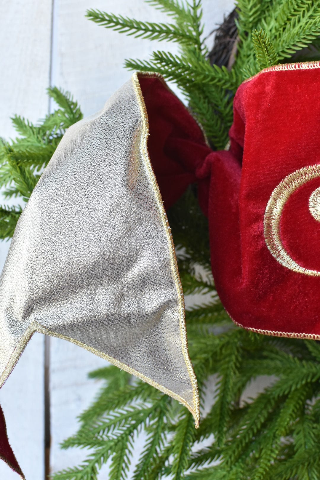 6"x44" Deep Red Velvet "Merry Christmas" Embroidered Sash