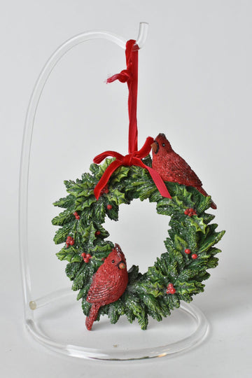 Cardinals On Wreath Ornament