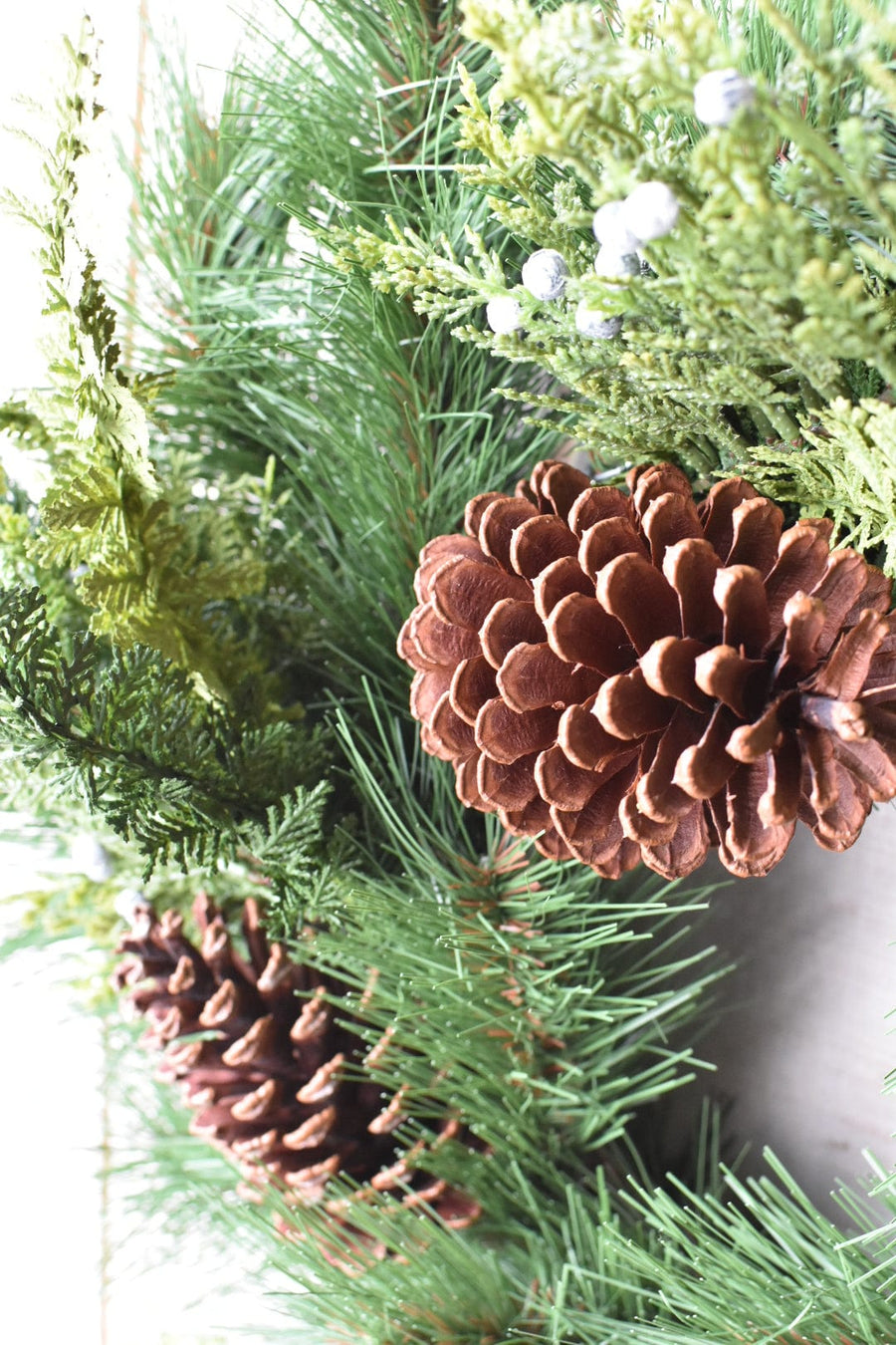24" Faux Mixed PIne, Cedar, Juniper, Cypress and Pinecone Wreath