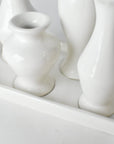 Rectangular White Ceramic Bud Vases on Base