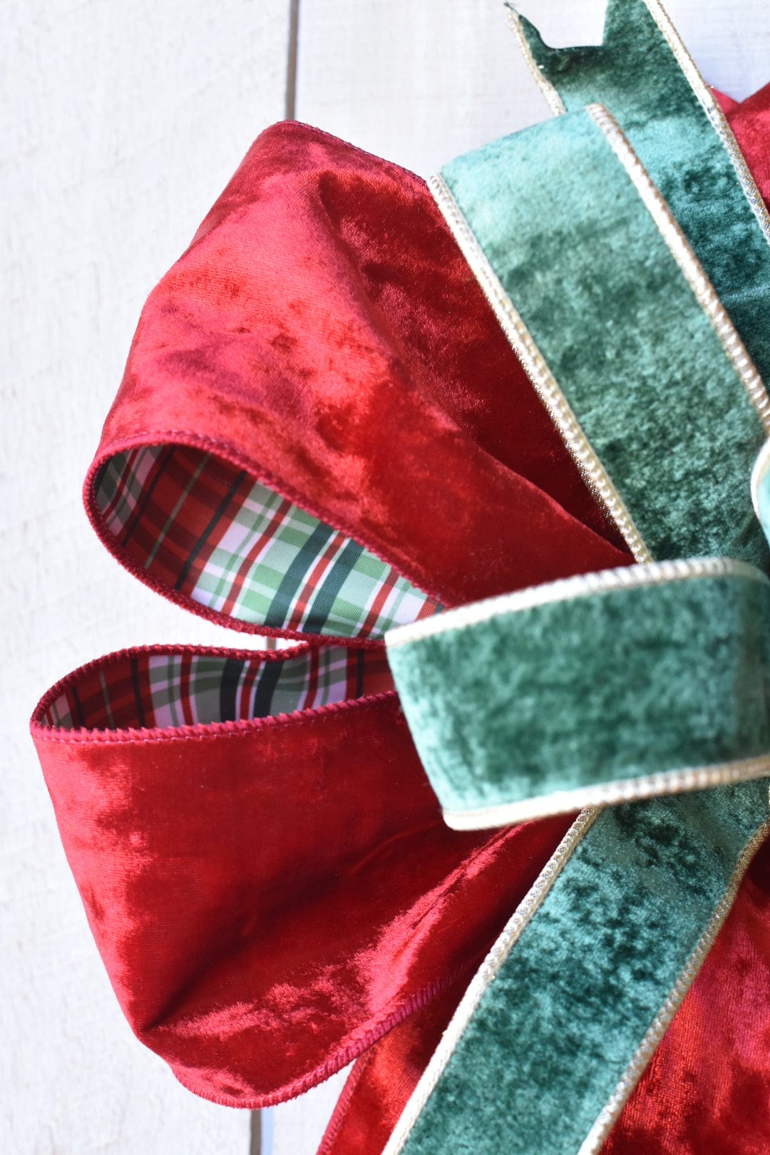 Red and Green Velvet with Plaid Back Bow