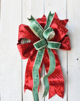 Red and Green Velvet with Plaid Back Bow