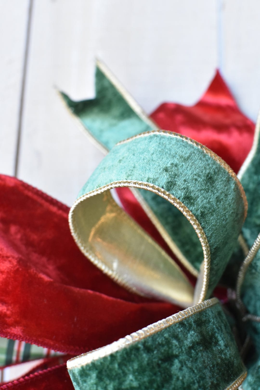 Red and Green Velvet with Plaid Back Bow