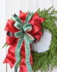 Red and Green Velvet with Plaid Back Bow