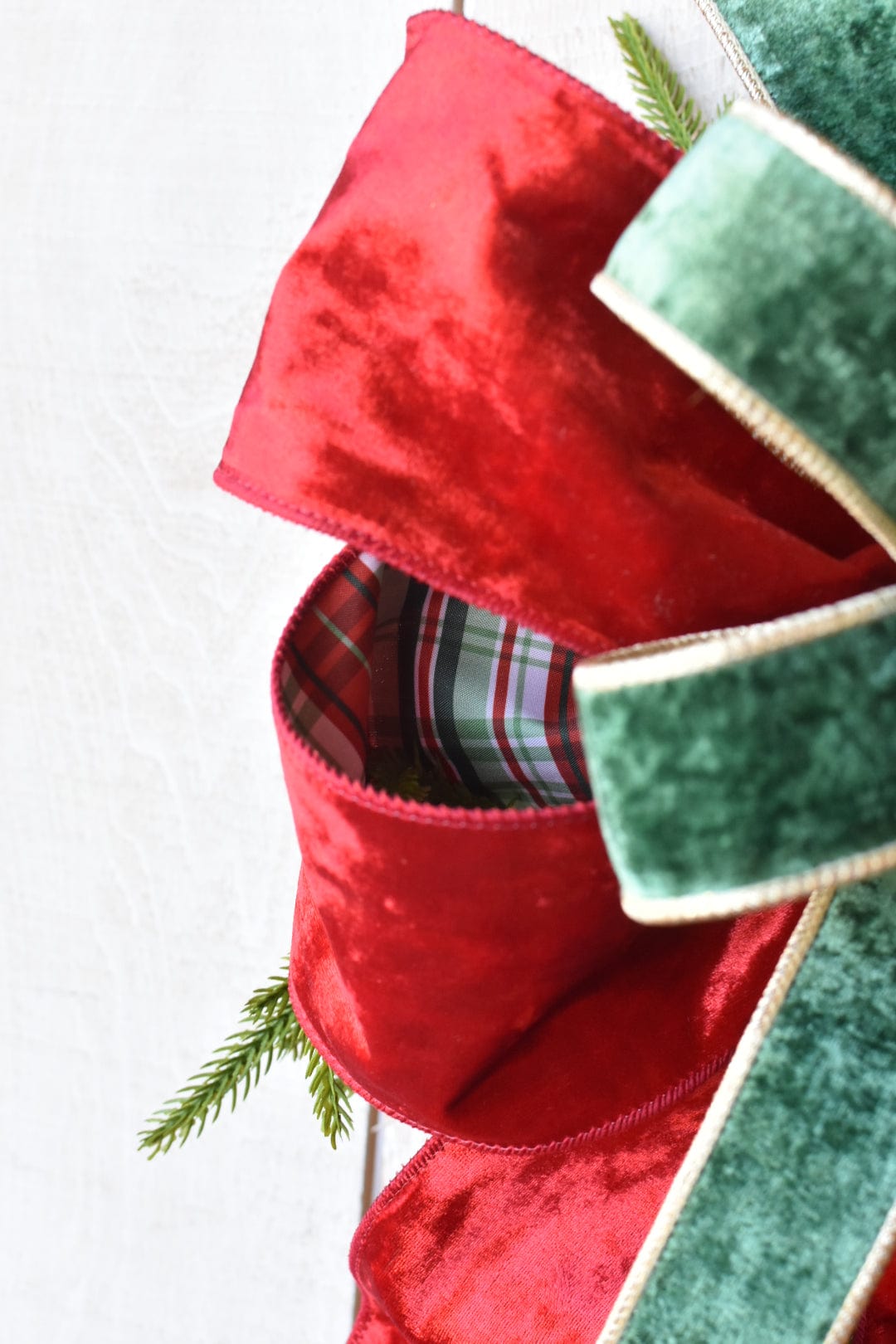Red and Green Velvet with Plaid Back Bow