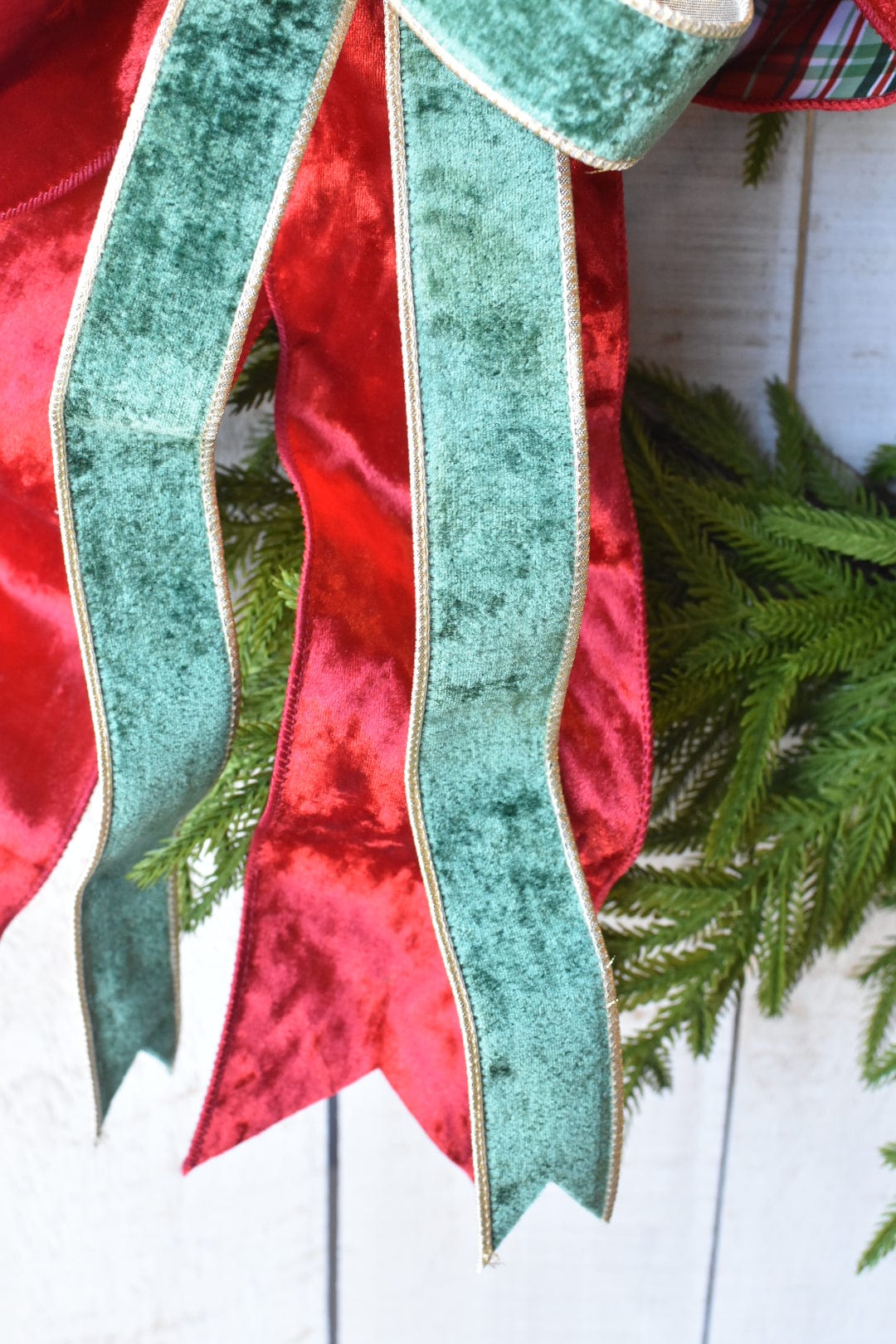 Red and Green Velvet with Plaid Back Bow