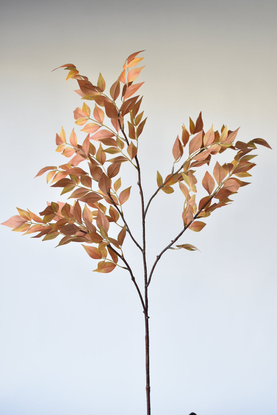 44" Faux Nandina Leaf Branch Golden Peach Sunset