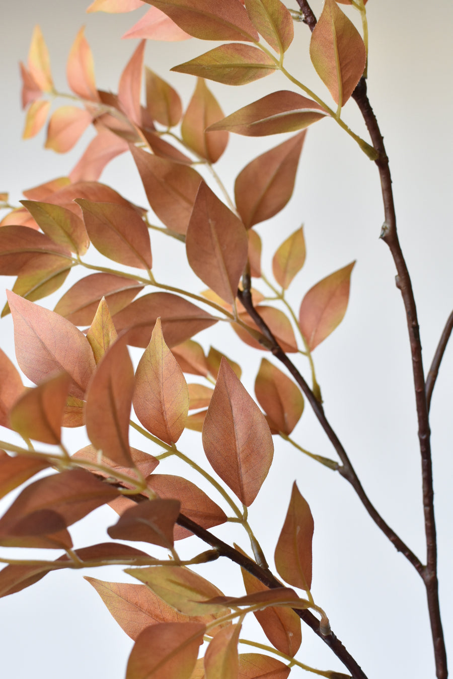 44" Faux Nandina Leaf Branch Golden Peach Sunset