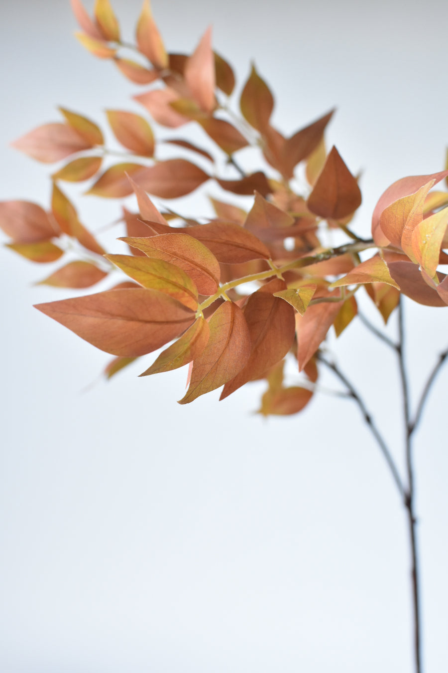 44" Faux Nandina Leaf Branch Golden Peach Sunset