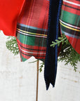 Red Tartain with Red and Blue Velvet Bow