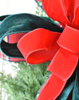 Red Tartan w/Dark Green Velvet Bow