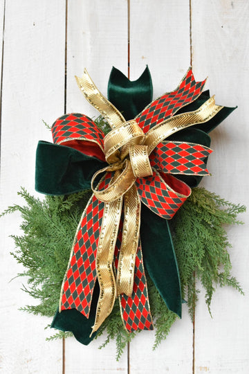 Red Green Harlequin Bow