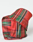 4" Red and Multicolor Tartan Faux Dupioni Ribbon
