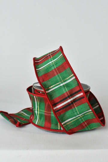 Red/Green/Black Plaid with Gold Detail Ribbon