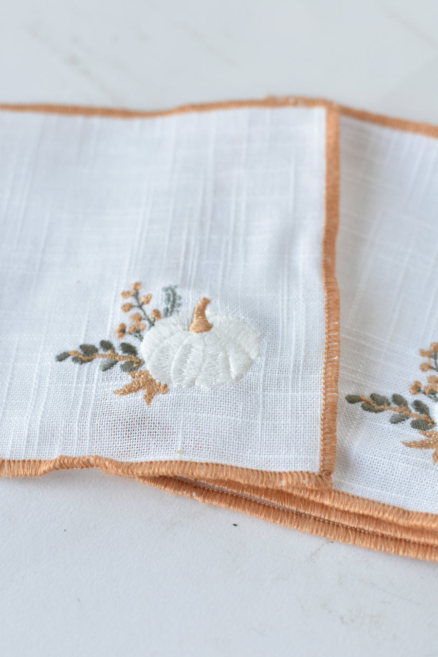 Embroidered Fall Cocktail Napkins