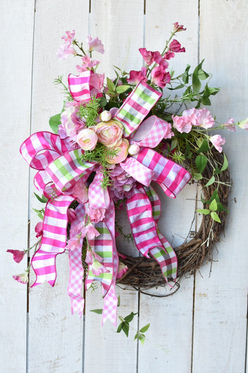Pink + Green Plaid Wreath