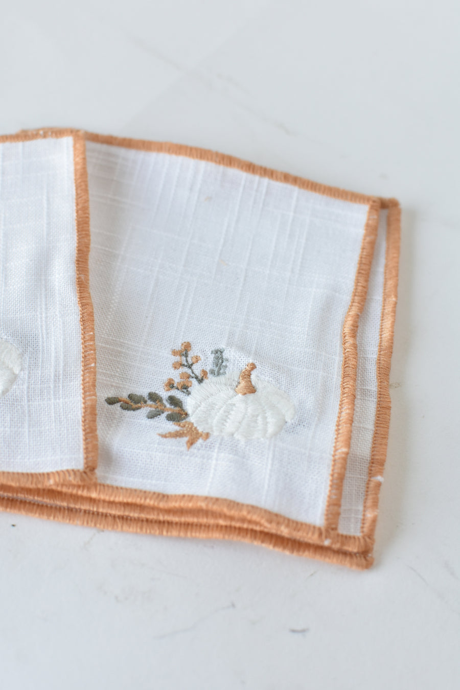 Embroidered Fall Cocktail Napkins