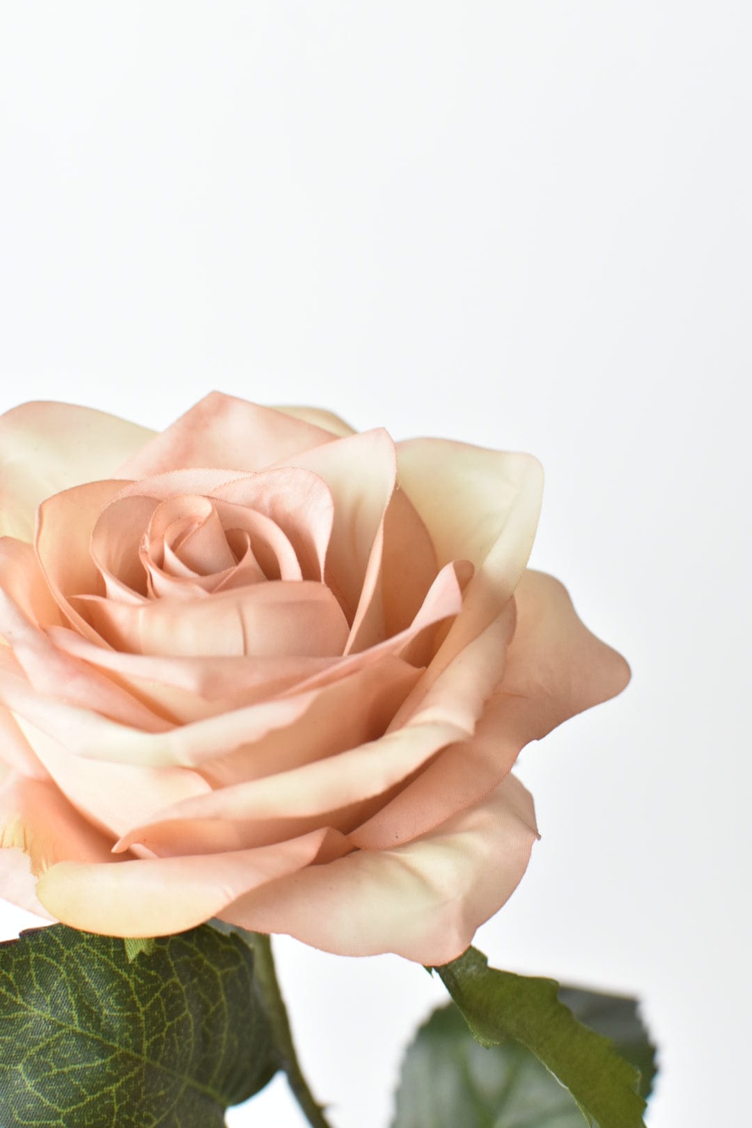 21.5" Faux Subtle Apricot Rose Bud Stem