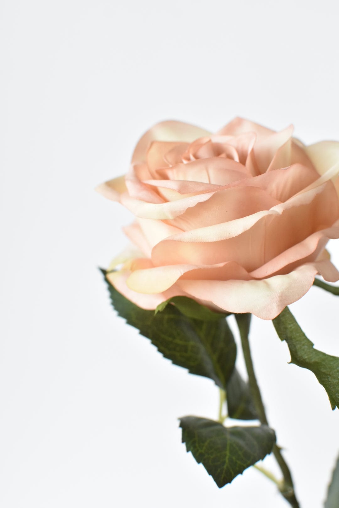 21.5" Faux Subtle Apricot Rose Bud Stem