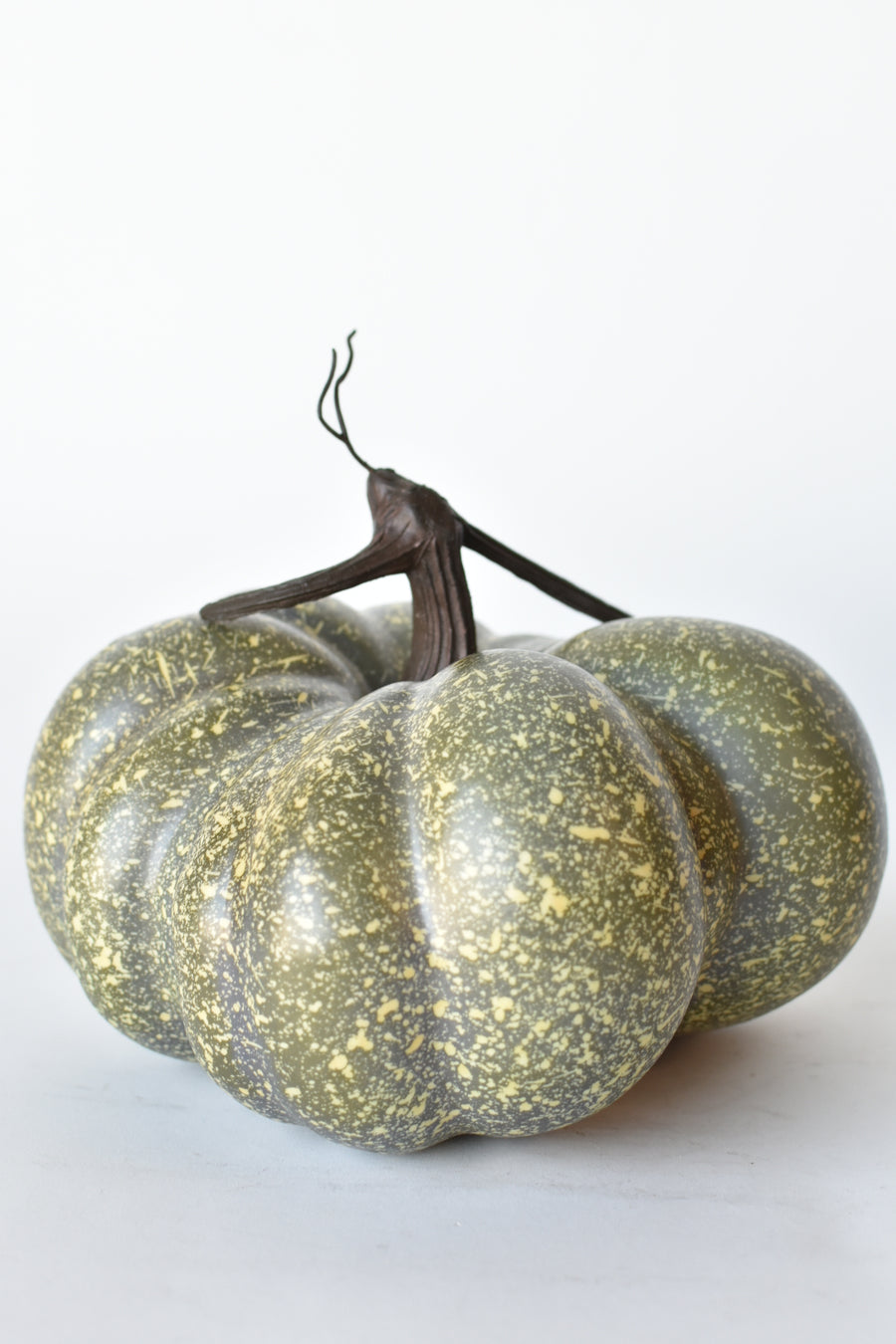 6"Hx9"D Faux Pumpkin Green Speckled Soft Yellow