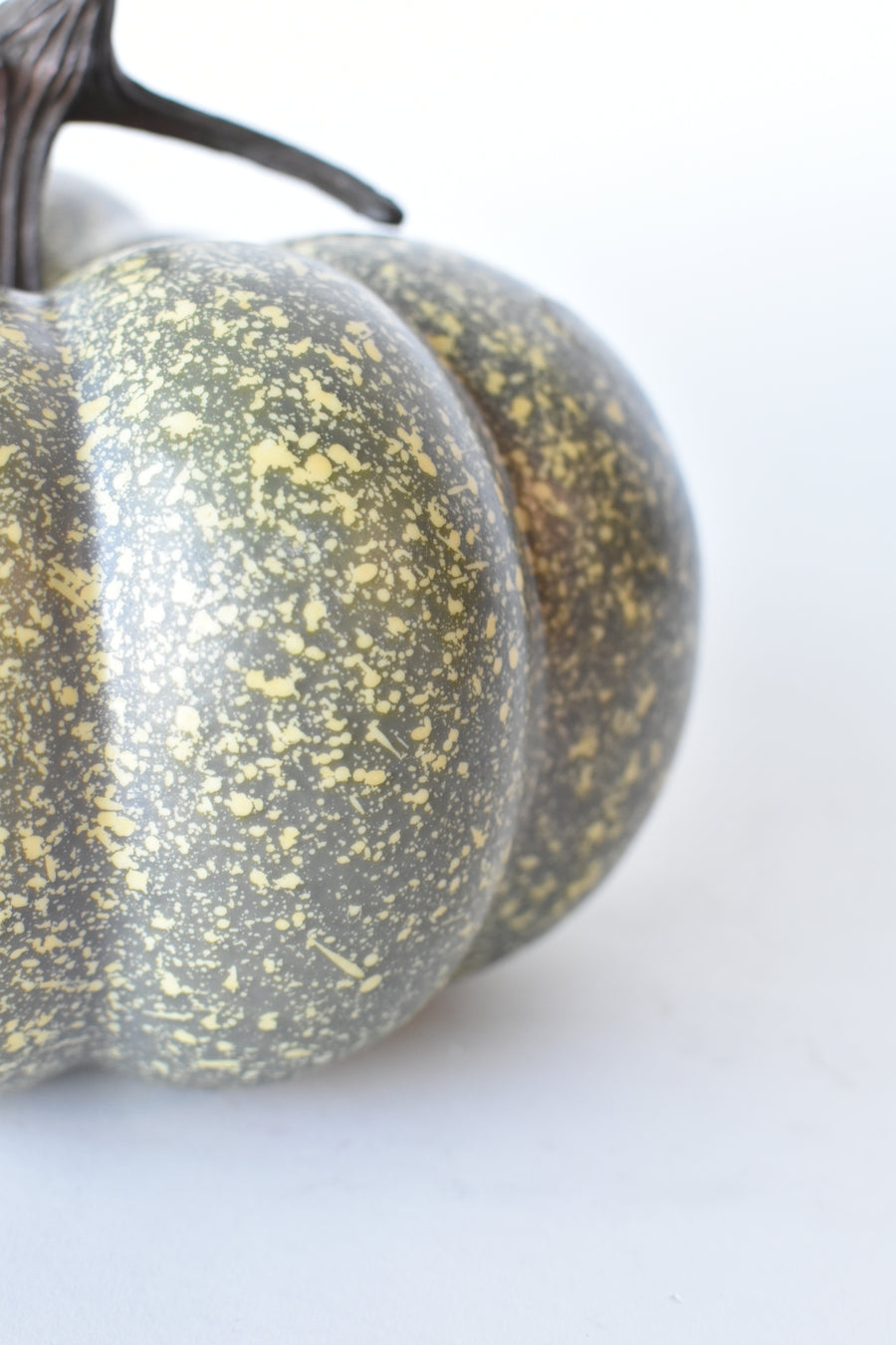 6"Hx9"D Faux Pumpkin Green Speckled Soft Yellow